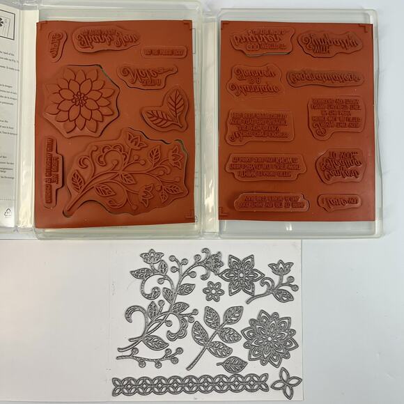 Stampin Up! FLOURISHING PHRASES X2 Clear Mount Stamp Set & Thinlits Dies Bundle - Picture 2 of 3